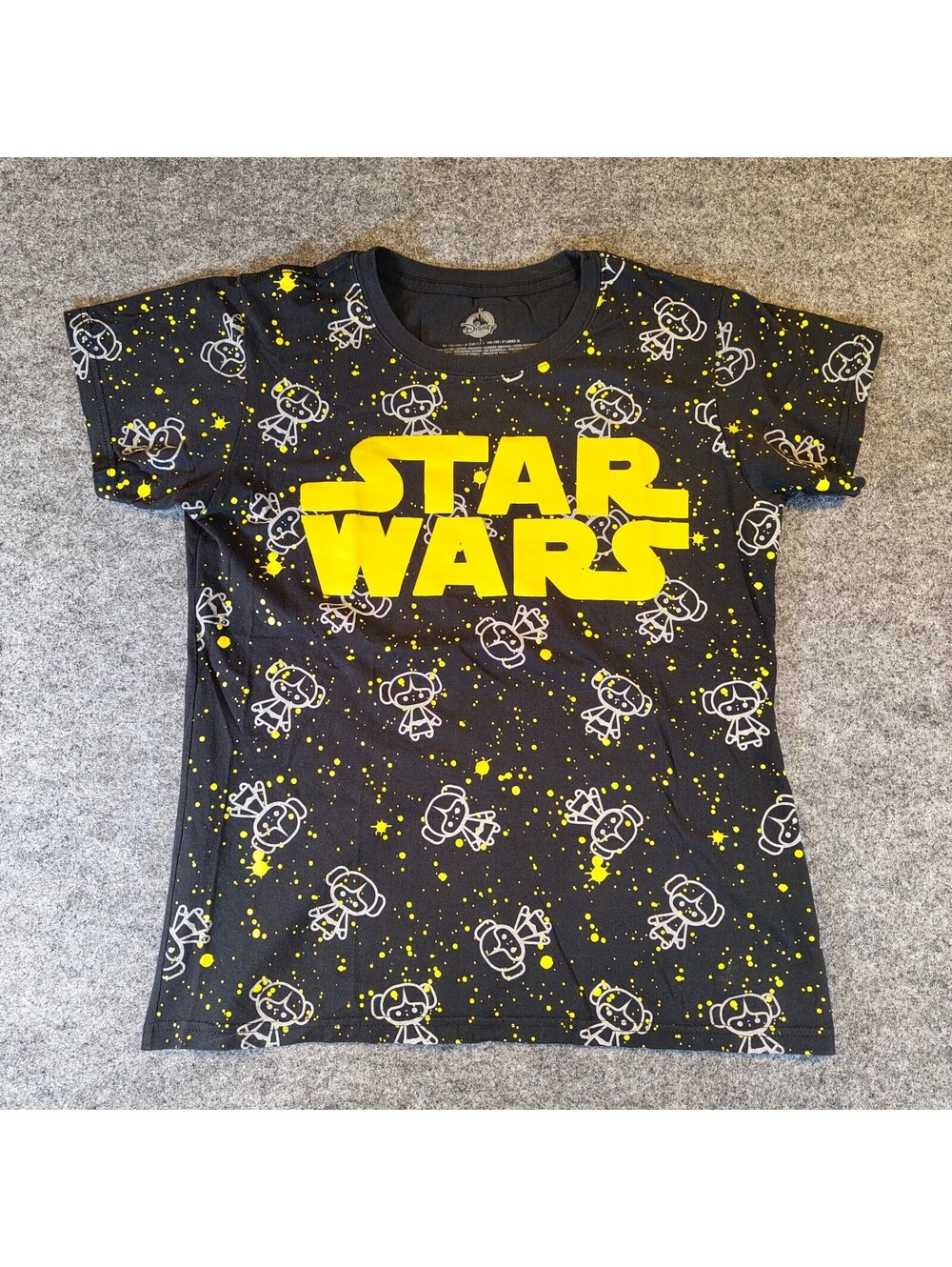 Disney Store Star Wars Character All-Over Print Black T-Shirt Women's Size L